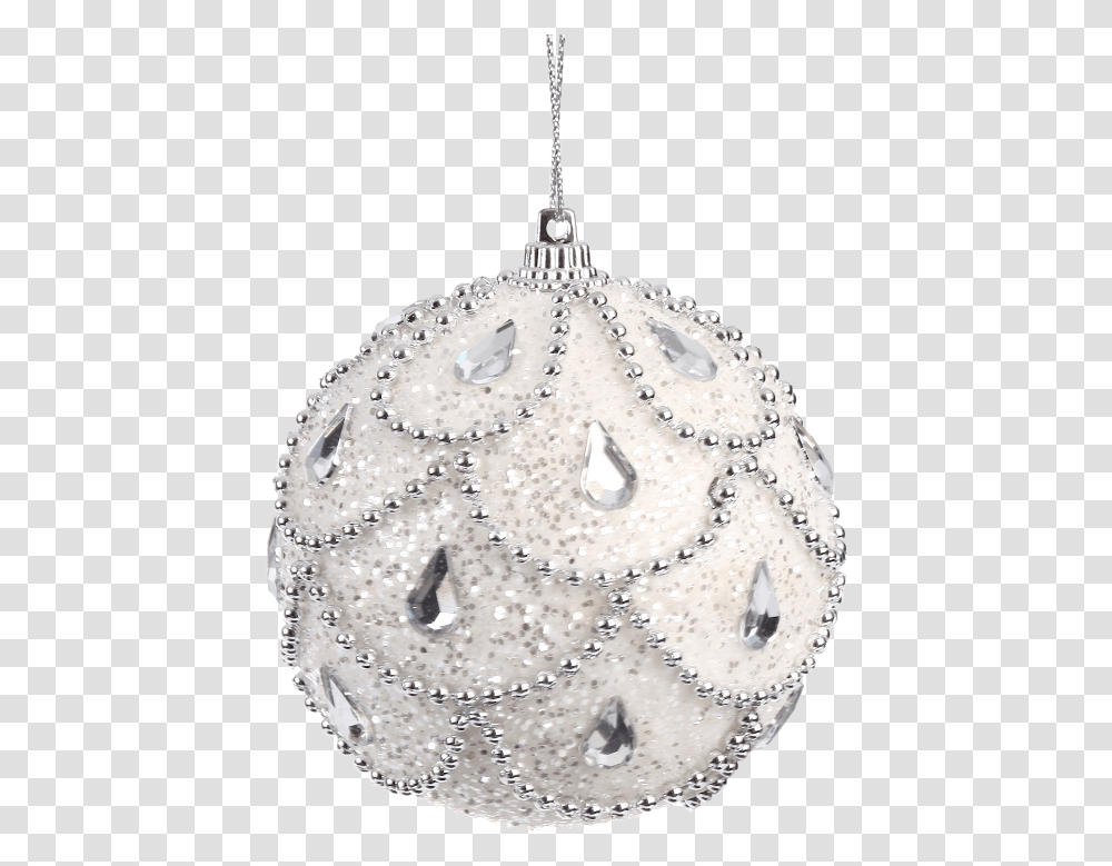 Download 8cm Hanging Ball Silver And White Xmas Baubles Solid, Accessories, Accessory, Jewelry, Ornament Transparent Png