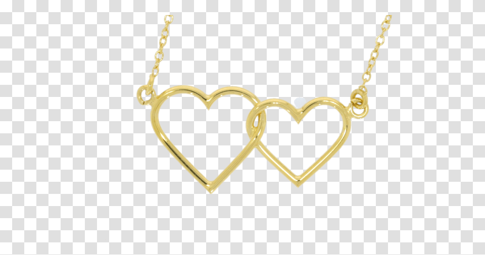 Download 9ct Yellow Gold Double Heart Locket, Necklace, Jewelry, Accessories, Accessory Transparent Png