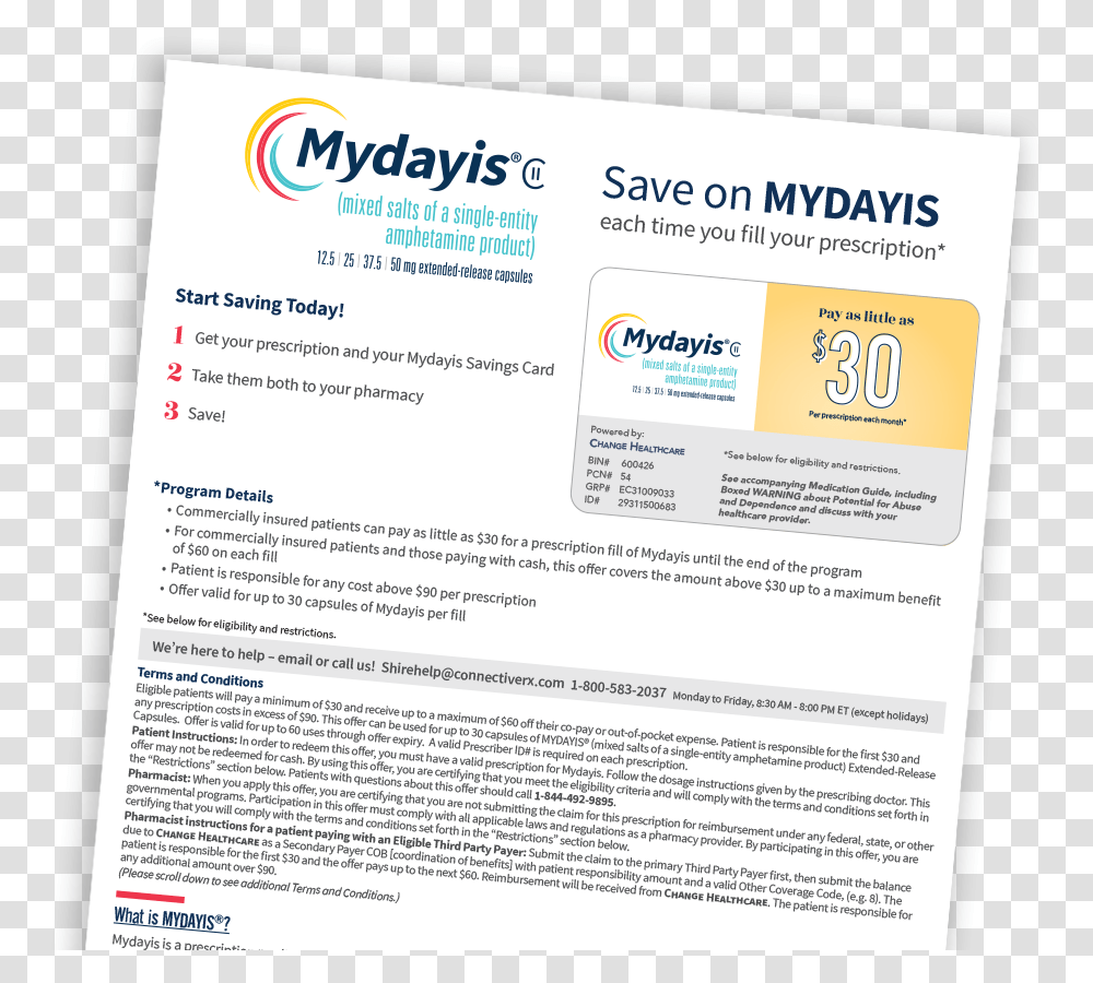 Download A Pdf Of Your Mydayis Savings Card Flyer, Page, Paper, Poster Transparent Png