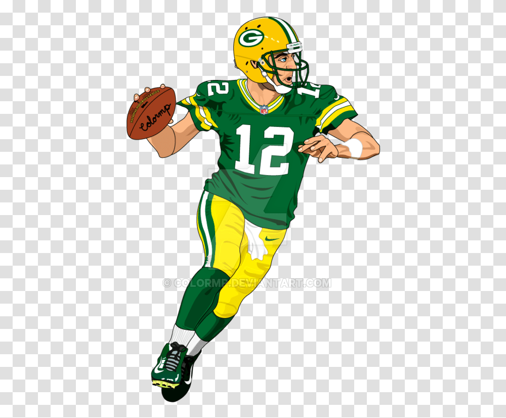Download Aaron Rodgers American Football Player Draw A Football Player Nfl, Helmet, Clothing, Apparel, People Transparent Png