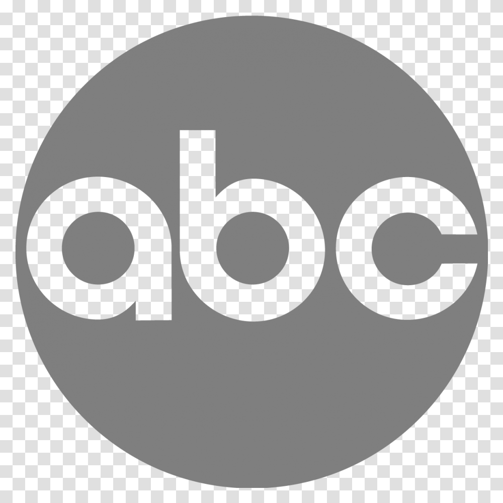 Download Abc News Logo Abc White Logo, Disk, Text, Symbol, Hand Transparent Png