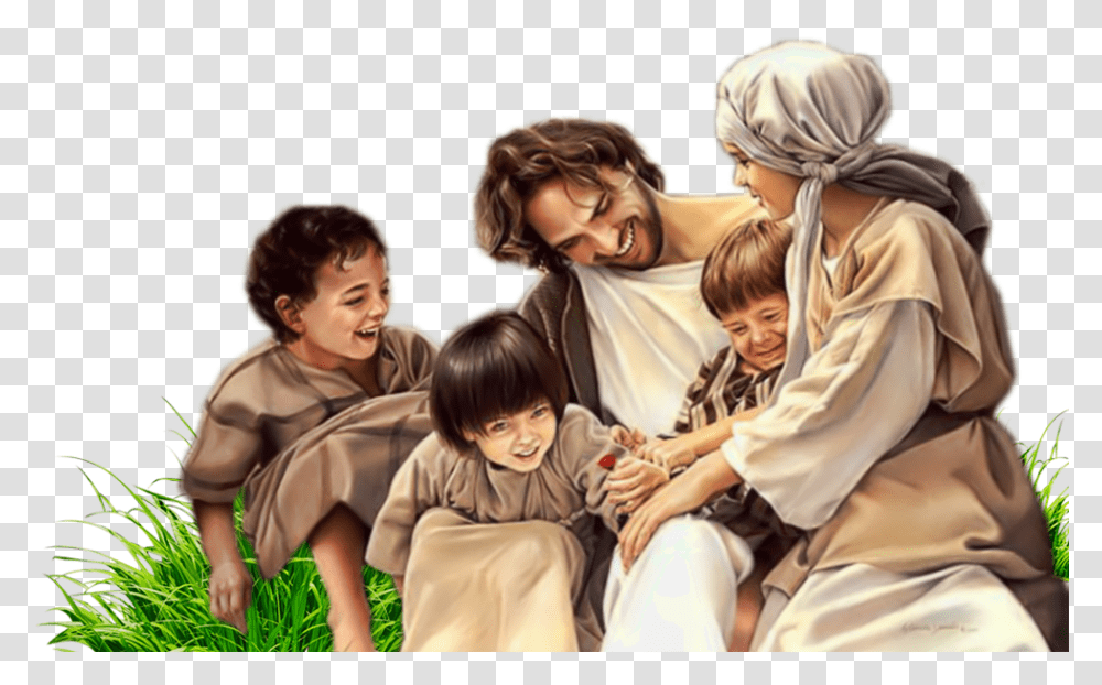 Download About Bible Christ Parent Of Little Jesus Hq Jesus Laughing With People, Person, Human, Family Transparent Png