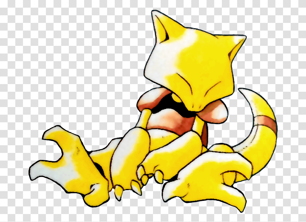 Download Abra Pokemon Red And Blue Official Art Full Size Pokemon Abra, Hand, Person, Banana, Plant Transparent Png