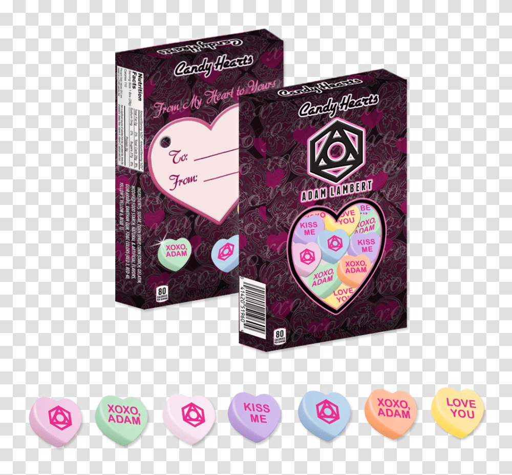 Download Adam Lambert Candy Hearts Sweethearts Full Size Girly, Text, Gum Transparent Png
