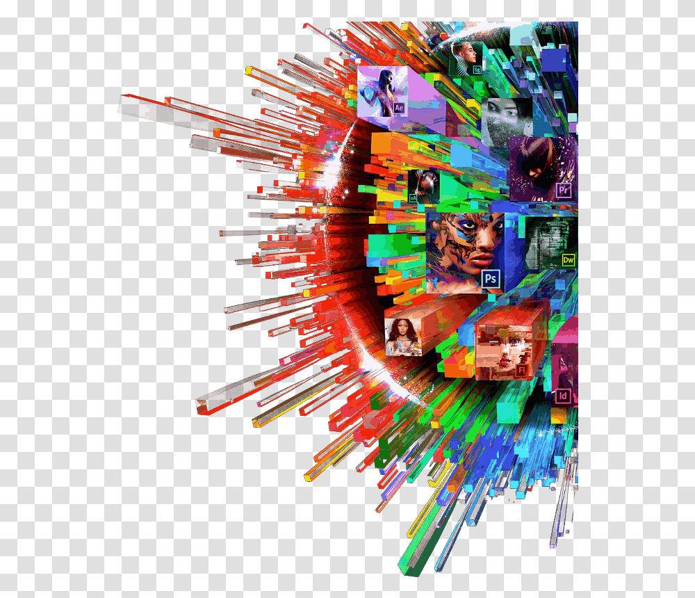 Download Adobe Creative Cloud Logo Adobe Creative, Collage, Poster, Advertisement, Graphics Transparent Png
