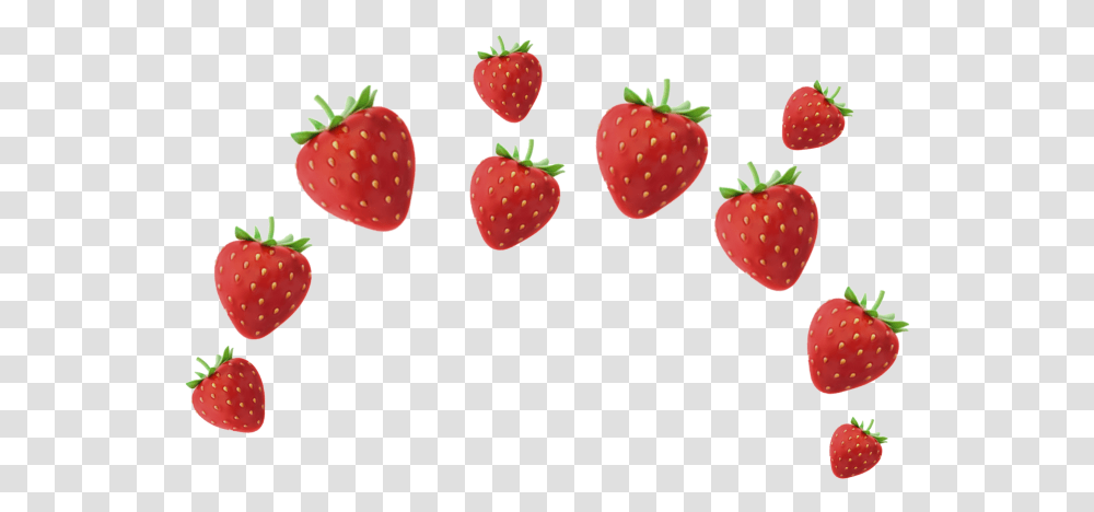 Download Aesthetic Strawberries Strawberry Crown Emoji Background Strawberry Emoji, Fruit, Plant, Food, Raspberry Transparent Png
