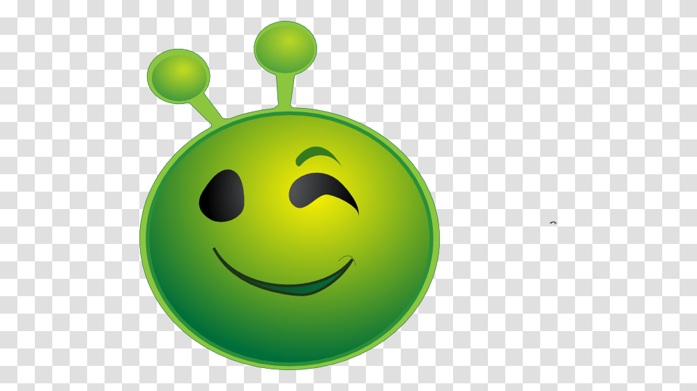 Download Alien Emoji Winking Clipart, Green, Plant, Tennis Ball Transparent Png