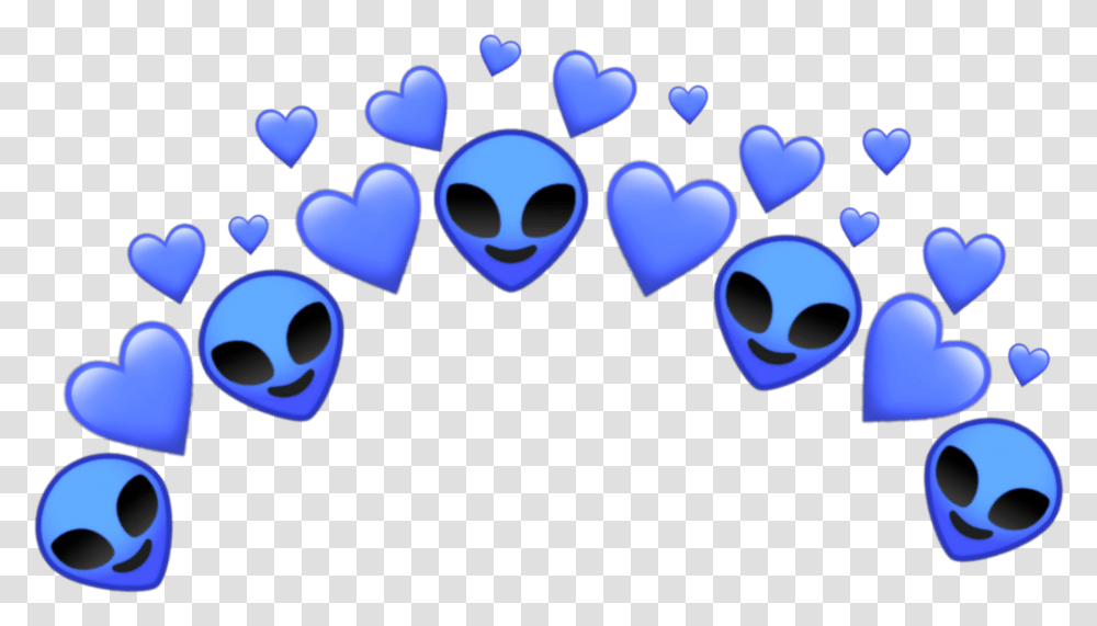Download Alien Tumblr Blue Et Emoji Heart Crown Cute Feature Green Heart Crown, Face, Graphics, Text, Purple Transparent Png