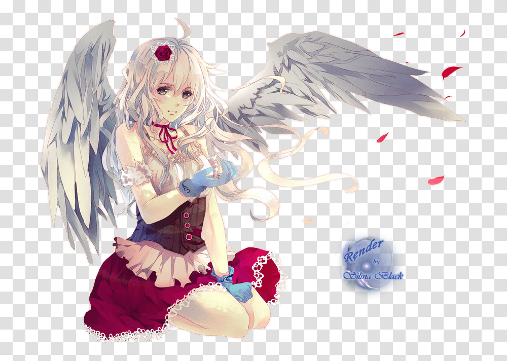 Download Angel Anime Uokplrs Anime Girl Angel Render, Art, Archangel, Person, Human Transparent Png