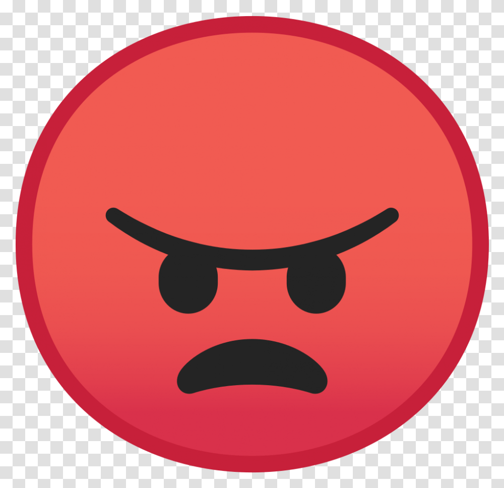 Download Angry Face Icon Angry Red Emoji Full Size Circle, Label, Text, Sunglasses, Accessories Transparent Png