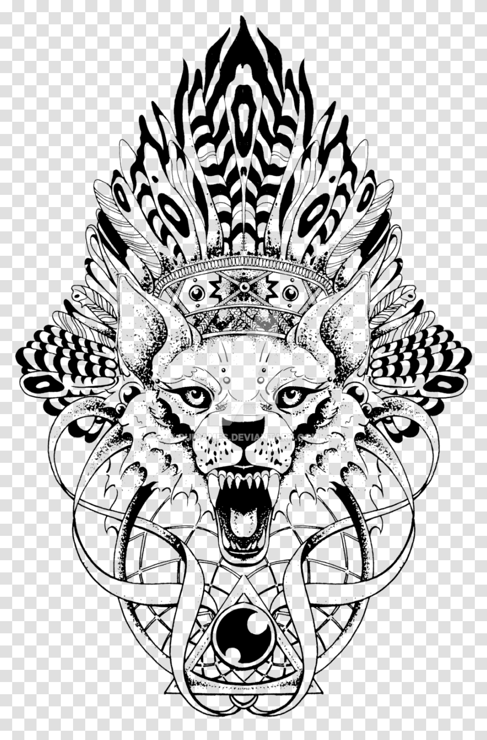 Download Angry Wolf By Quidames D6bxdir Wolf Totem Pole Tattoo For Hand, Symbol, Emblem, Cross, Logo Transparent Png