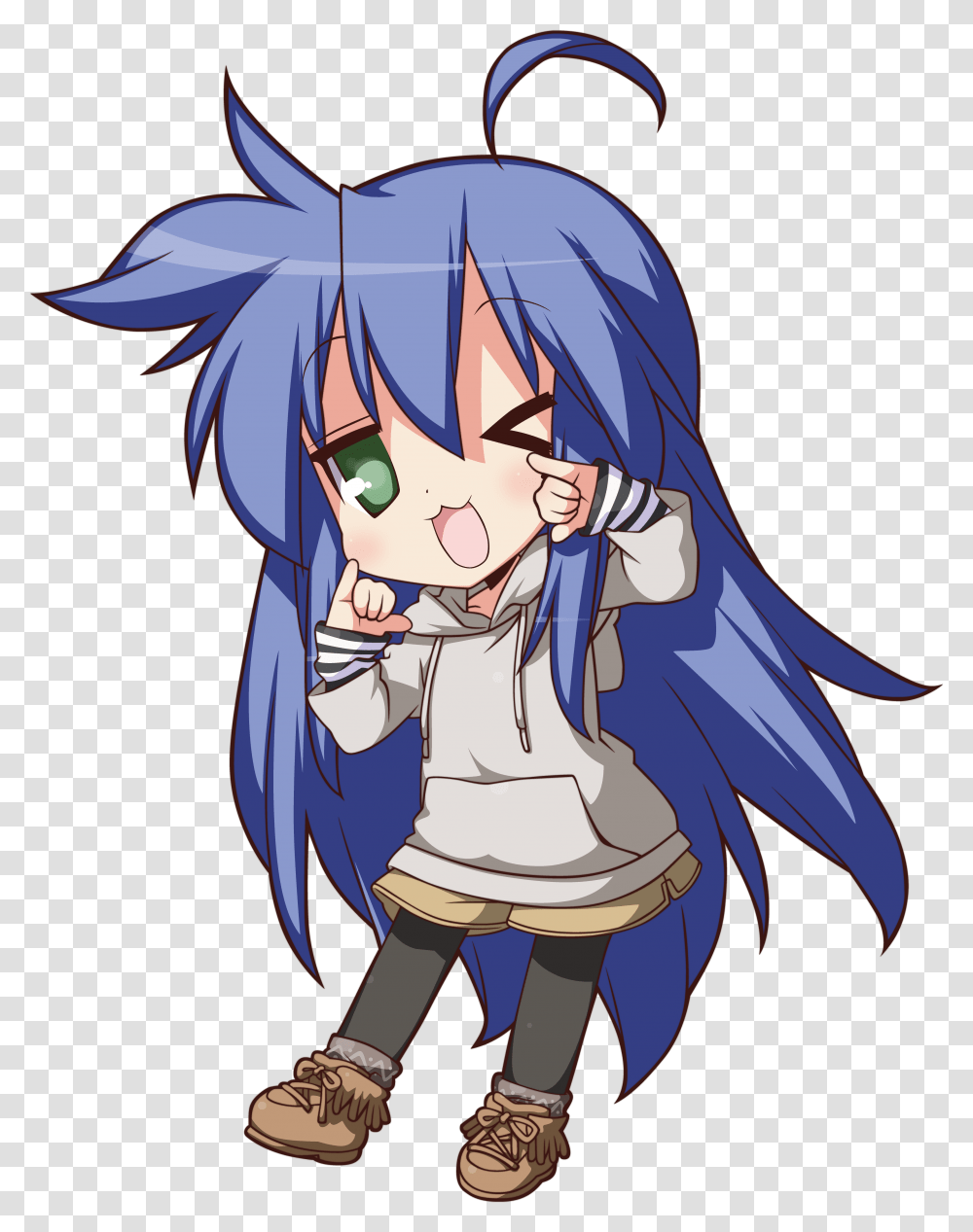 Download Anime Chibi Lucky Star Full Size Izumi Lucky Star Anime, Manga, Comics, Book, Person Transparent Png