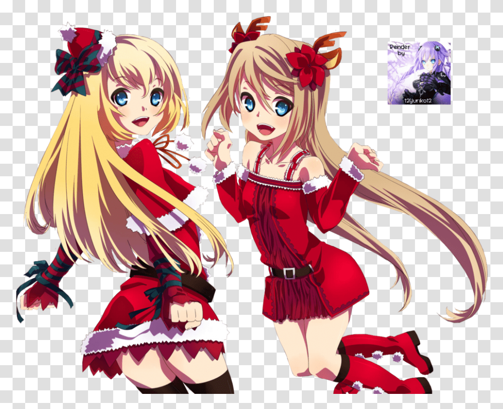 Download Anime Christmas Christmas Anime Girl, Manga, Comics, Book, Person Transparent Png