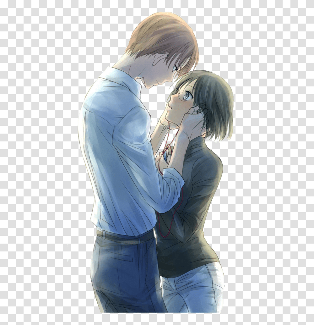 Download Anime Couple Kiss Vector Anime Girl With Short Hair, Person, Human, Clothing, Apparel Transparent Png