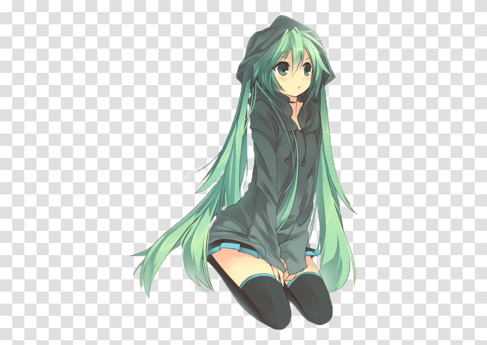 Download Anime Free Image And Clipart Anime Girl With Green Hair, Manga, Comics, Book, Clothing Transparent Png