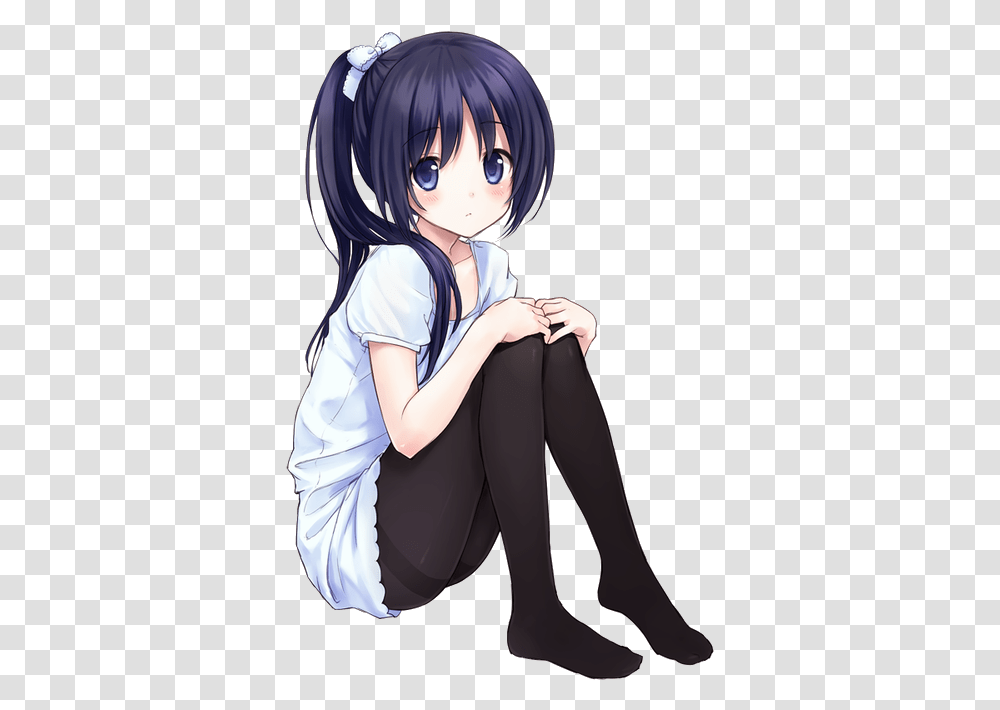 Download Anime Girl Drawing Hd Anime Girl Sitting, Manga, Comics, Book, Clothing Transparent Png