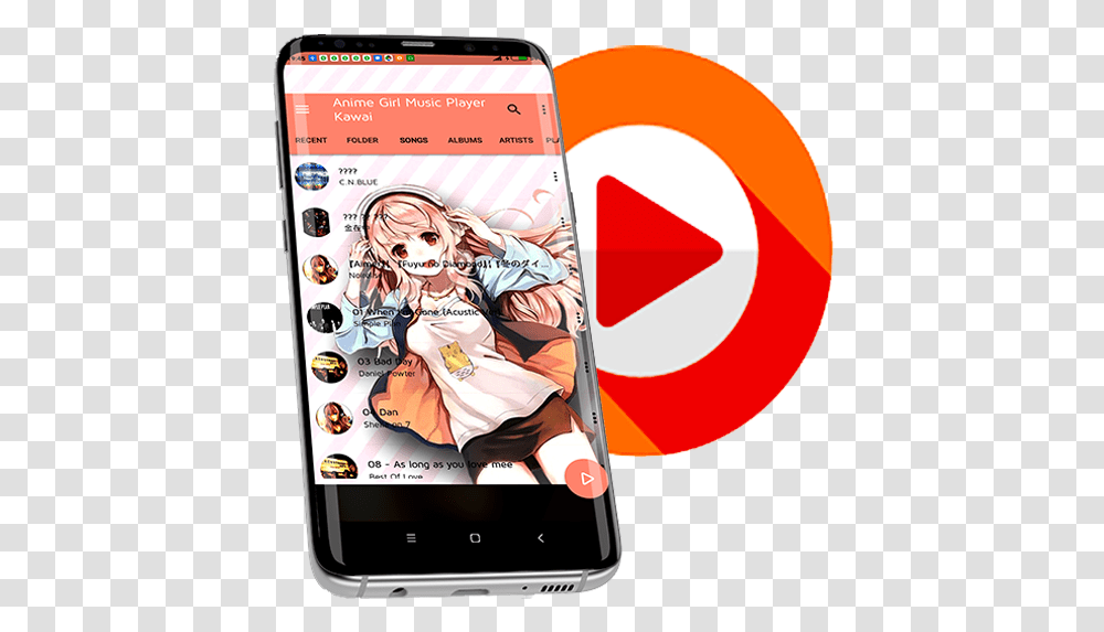 Download Anime Girl Music Player Apk Folder Icon, Phone, Electronics, Mobile Phone, Cell Phone Transparent Png