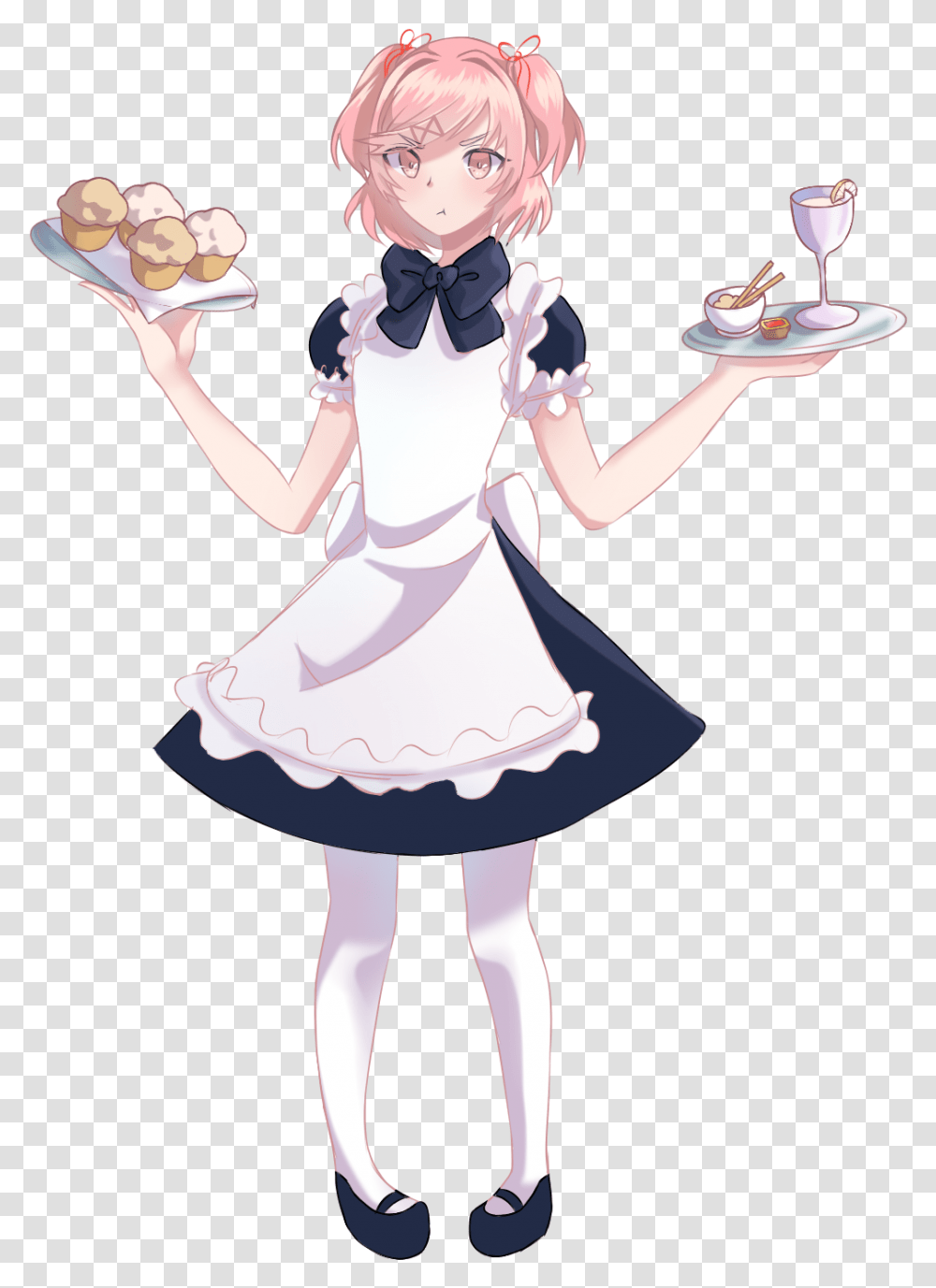 Download Anime Natsuki In A Maid Dress Natsuki Waitress, Person, Performer, Manga, Comics Transparent Png