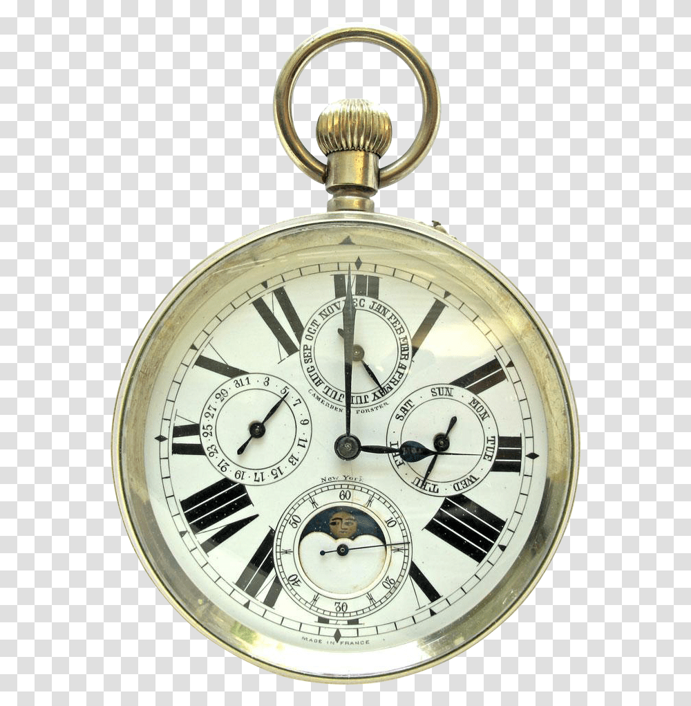 Download Antique Working Triple Calendar Pocket Watch Car Pocket Watch, Clock Tower, Architecture, Building, Analog Clock Transparent Png