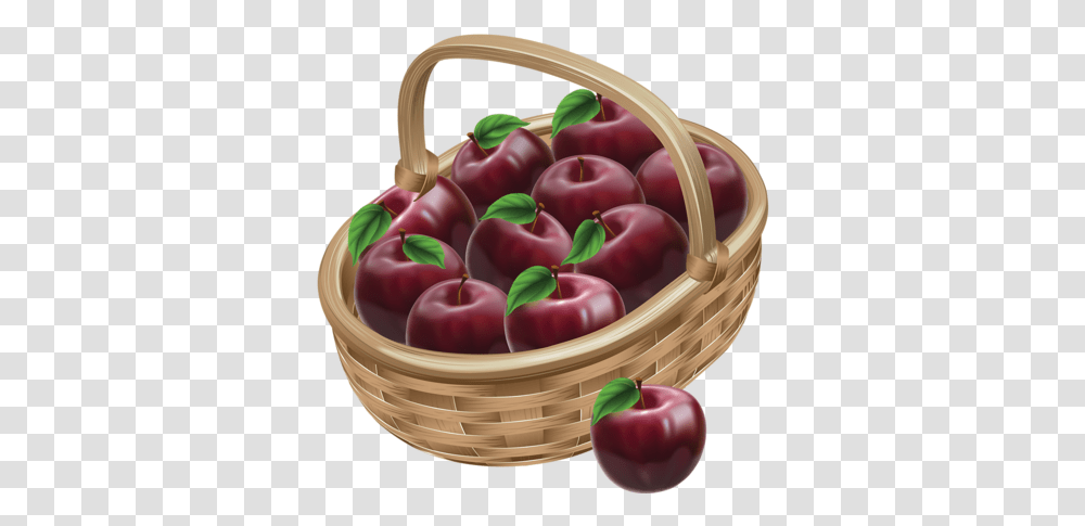 Download Apple Art Red Illustration Basket Of Apples Drawing, Plant, Fruit, Food, Plum Transparent Png