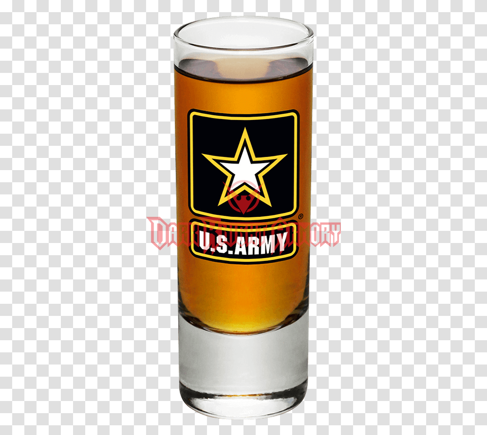 Download Army Star Logo Shooter Glass Us Army Full Size Retired Us Army Logo, Beer, Alcohol, Beverage, Drink Transparent Png