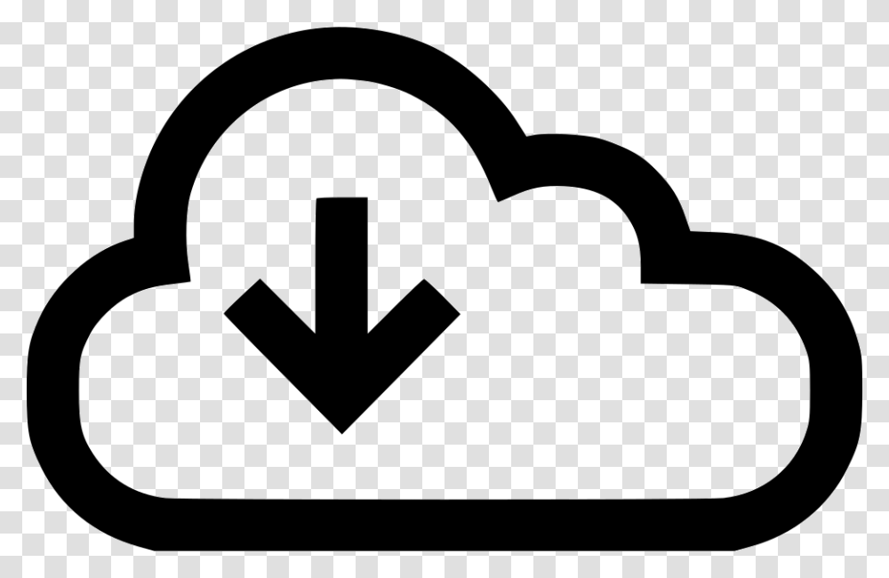 Download Arrow Down Cloud Data Stream Storage Icon Free, Stencil, Gray, Recycling Symbol Transparent Png