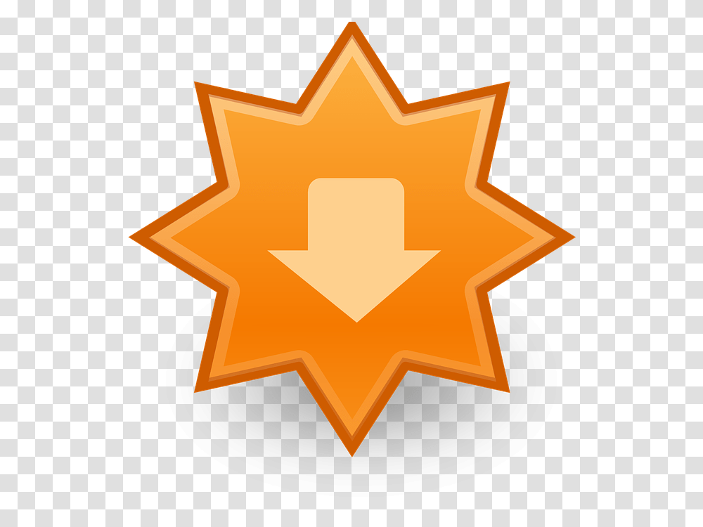Download Arrow Down Star Badge Orange Icon Paper Mario The Thousand Year Door Bristle, Cross, Star Symbol Transparent Png