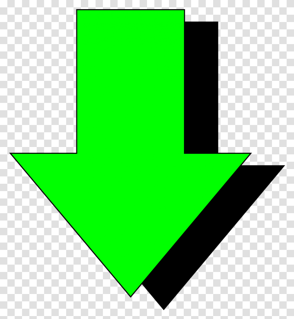 Download Arrow Green 3d Arrow Pointing Down Image With Arrow Pointing Down, Symbol, Star Symbol, First Aid, Triangle Transparent Png