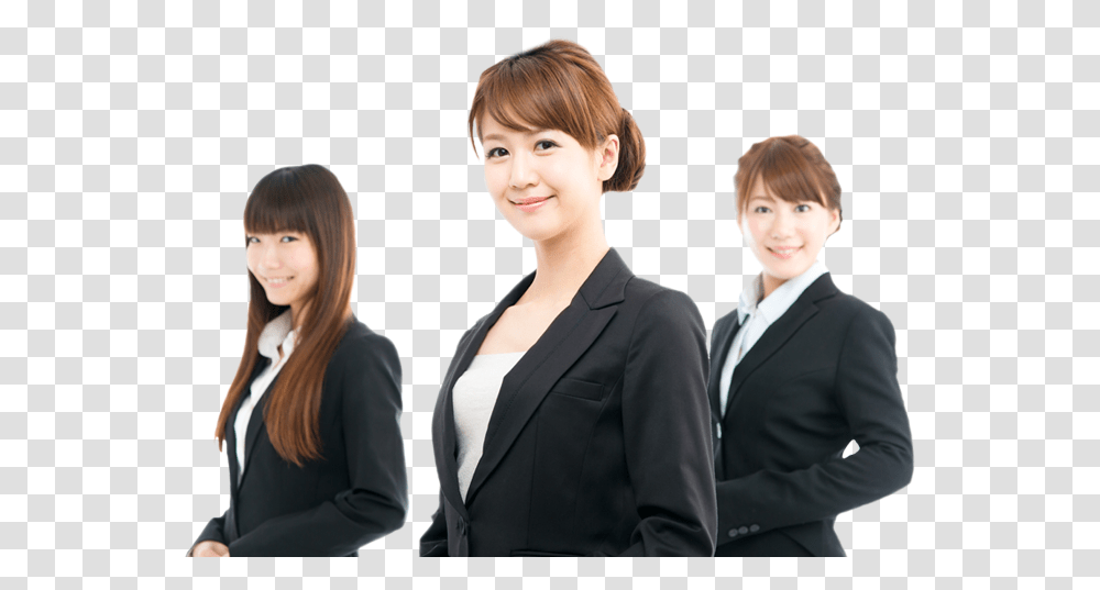 Download Asian Business People Asia Customer Service Girl, Clothing, Suit, Overcoat, Person Transparent Png