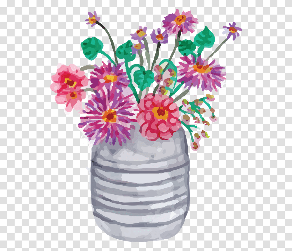 Download Asset 1 Cute Hand Painted Flowers Wall Tapestry Bouquet, Bottle, Plant, Graphics, Art Transparent Png
