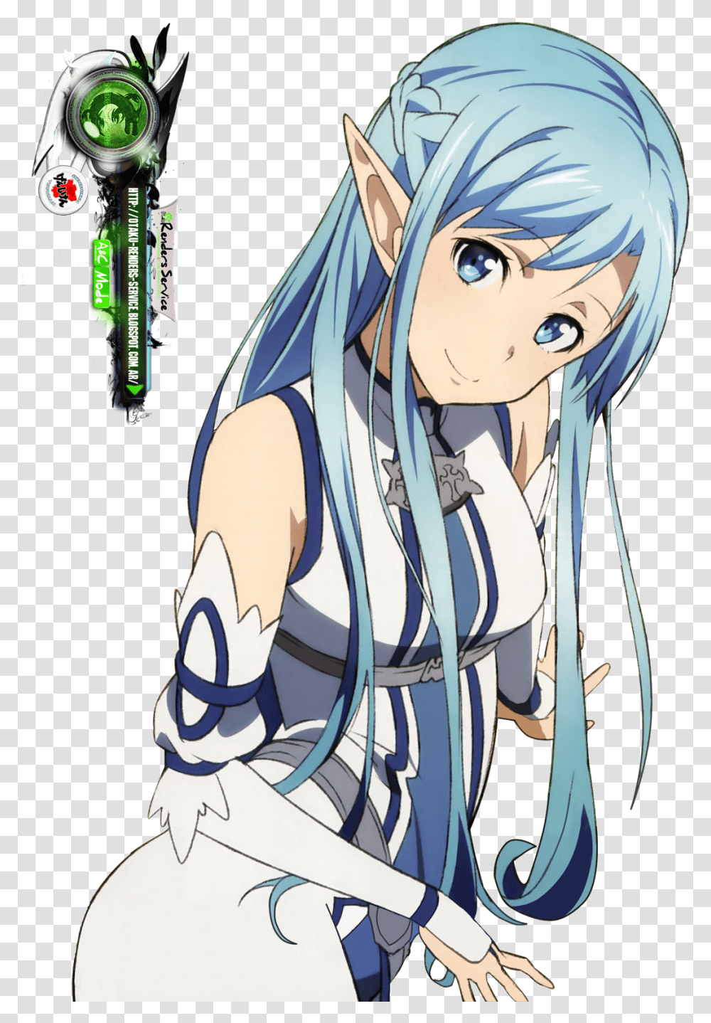 Download Asuna Clipart Alo Anime Characters With Long Sword Art Online Asuna Blue Hair, Comics, Book, Manga, Person Transparent Png