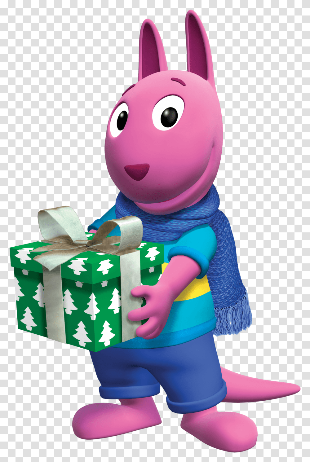 Download Austin Holding A Christmas Present Austin Backyardigans, Toy, Figurine, Gift Transparent Png