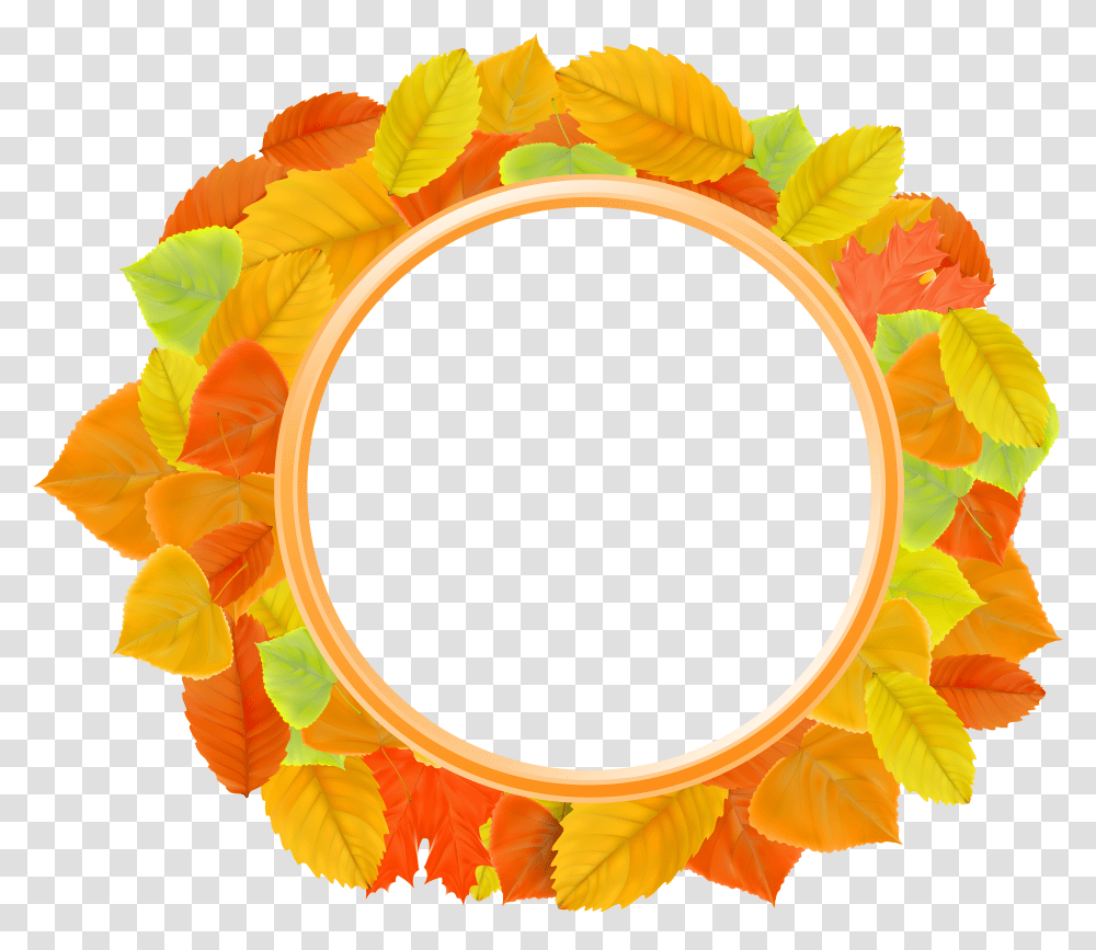 Download Autumn Leaves Frames Marcos Hojas De Round Orange Frame Transparent Png