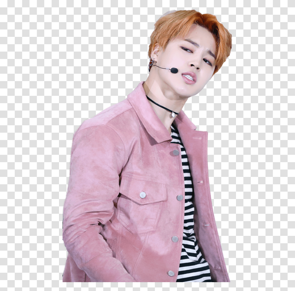 Download Avatan Plus Jimin Pink Jacket Image With No Jimin Pink, Clothing, Person, Face, Sleeve Transparent Png