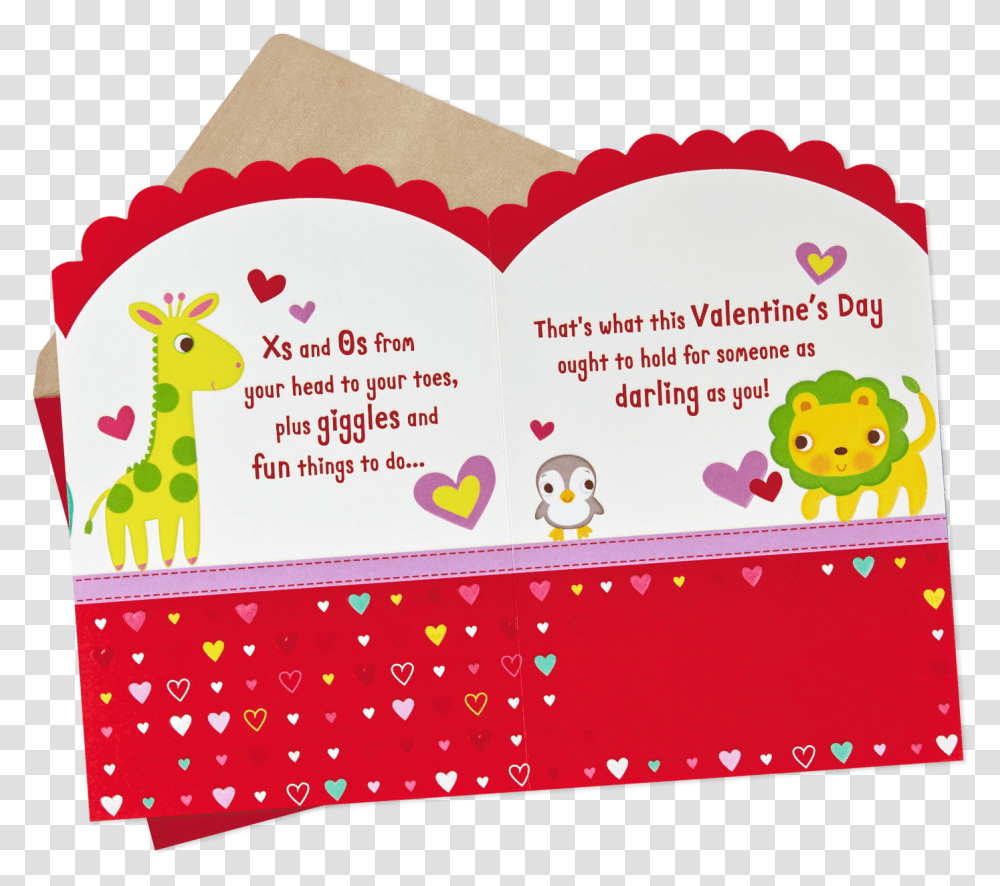 Download Baby Animals First Valentine's Day Christmas Card Giraffe, Text, Greeting Card, Mail, Envelope Transparent Png