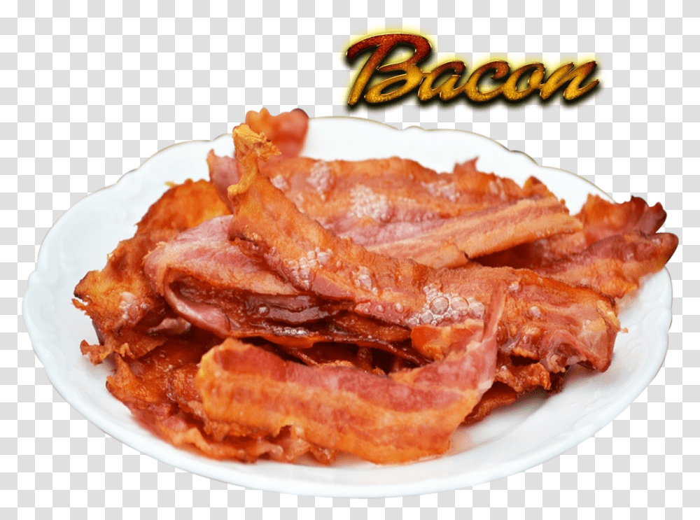 Download Bacon Plate Of Bacon, Pork, Food, Burger Transparent Png