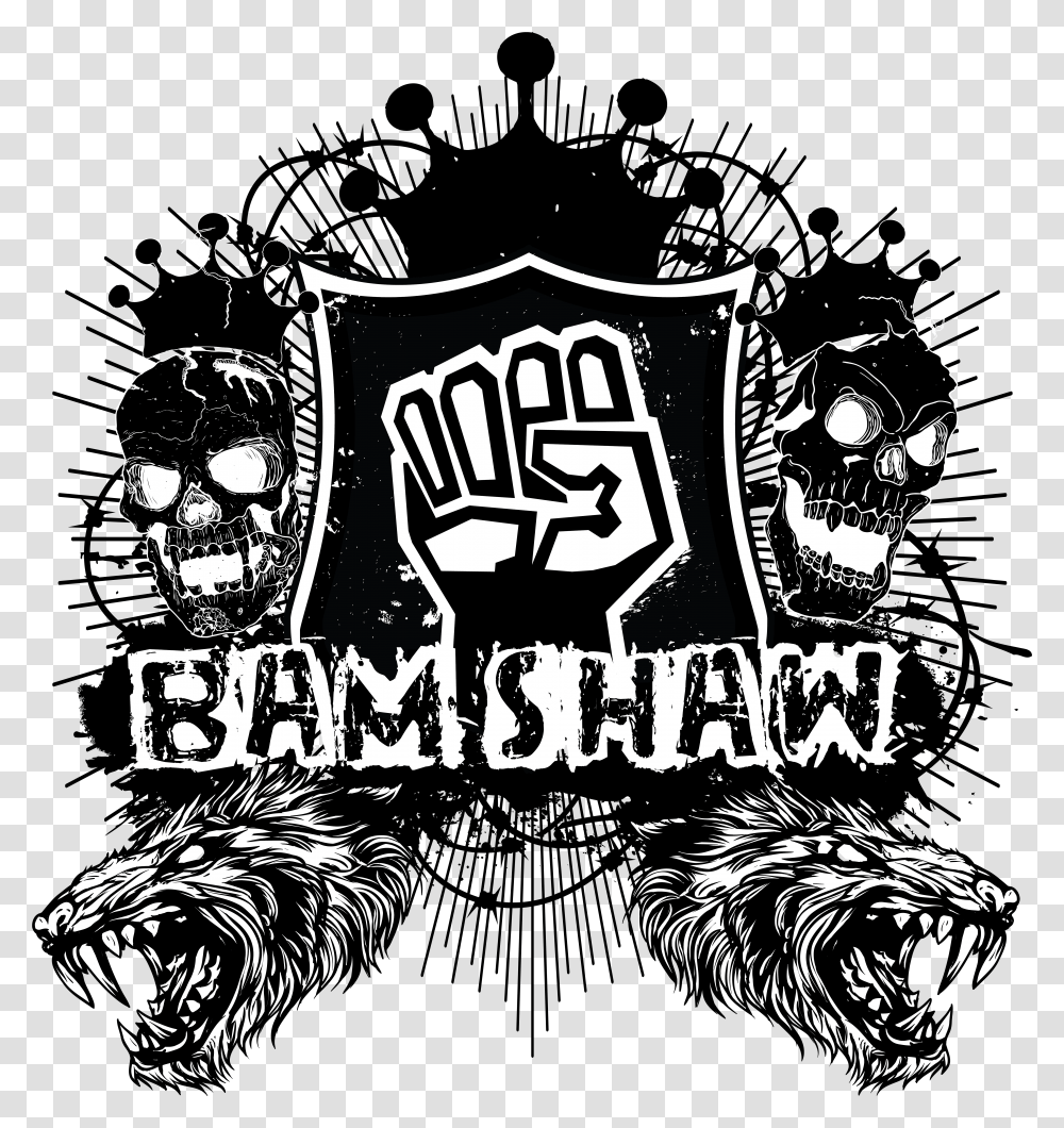 Download Bam Out Bamshawskullwolf Skull And Flowers Dot, Poster, Advertisement, Text, Flyer Transparent Png