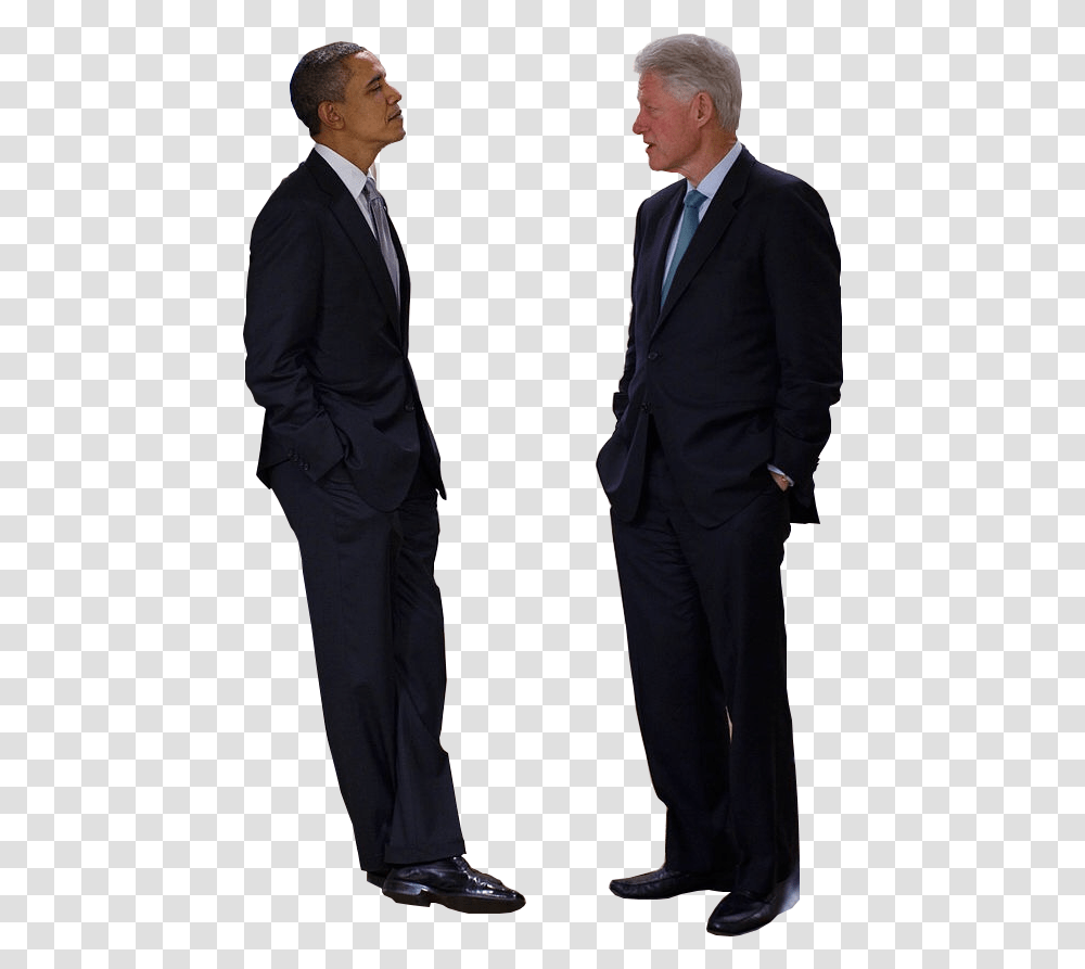 Download Barack Obama And Bill Clinton Bill Clinton, Suit, Overcoat, Clothing, Person Transparent Png