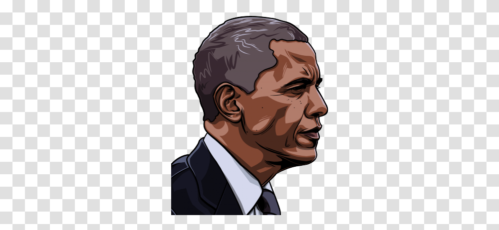 Download Barack Obama Cartoon Barack Obama Clipart, Head, Face, Person, Jaw Transparent Png