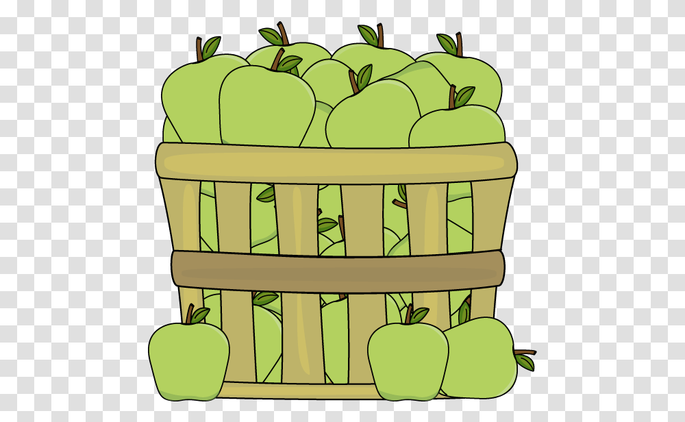 Download Basket Of Green Apples Green Apples Clipart Green Apples Clip Art, Plant, Fruit, Food, Bench Transparent Png
