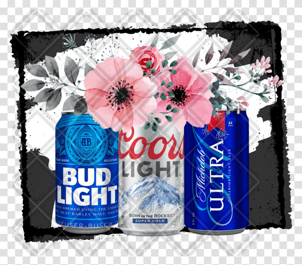 Download Beer Flower Blue Bottle Ultra Coors Light Bid Beer With Flowers Svg, Liquor, Alcohol, Beverage, Drink Transparent Png