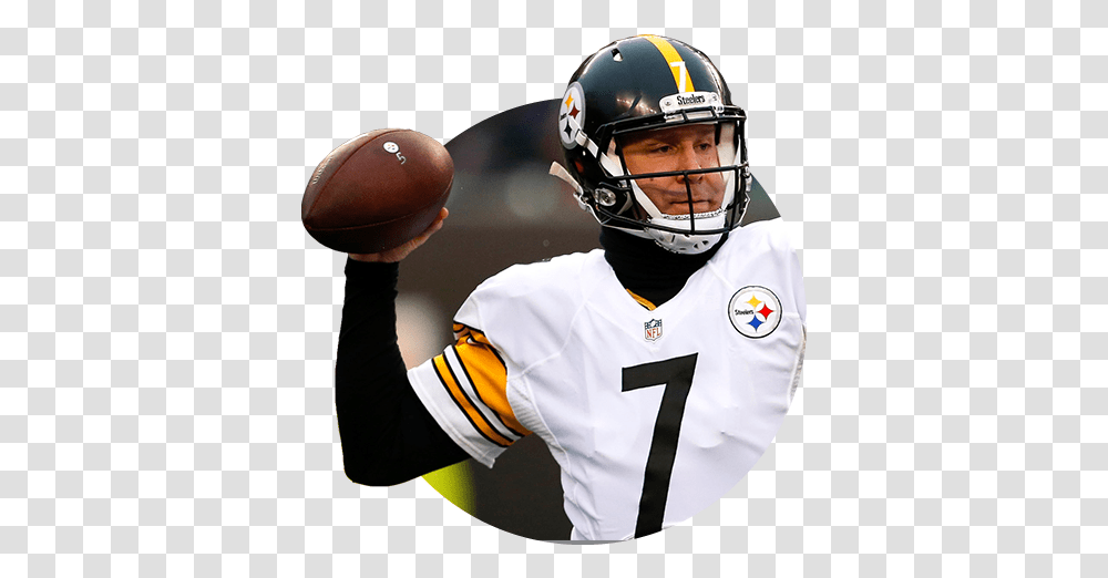 Download Ben Roethlisberger Pittsburgh Steelers Full Kick American Football, Helmet, Clothing, Apparel, Person Transparent Png