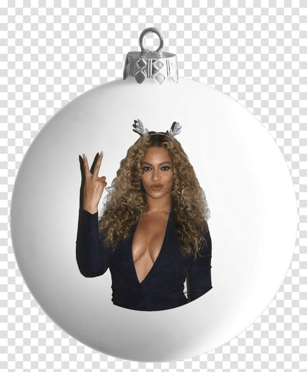 Download Beyonce Ornament Hd Uokplrs Beyonce Christmas Ornaments, Person, Human, Hair, Accessories Transparent Png