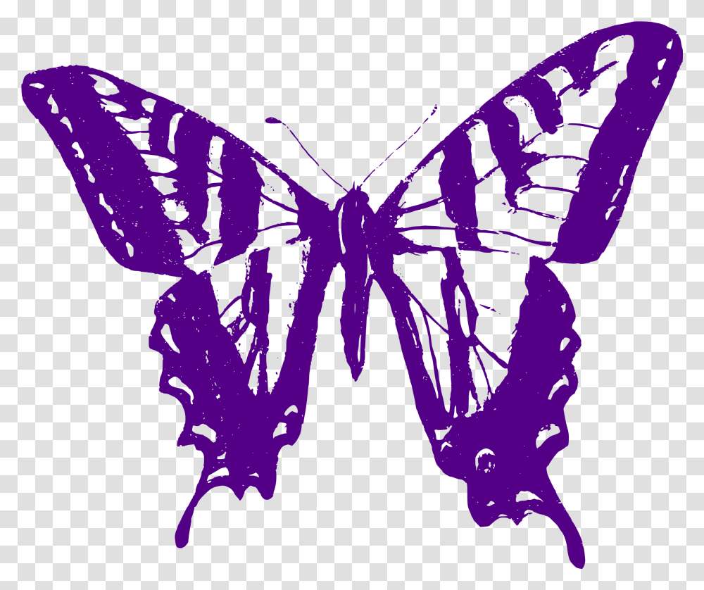 Download Big Image Butterfly Outline Purple, Animal, Insect, Invertebrate, Stencil Transparent Png