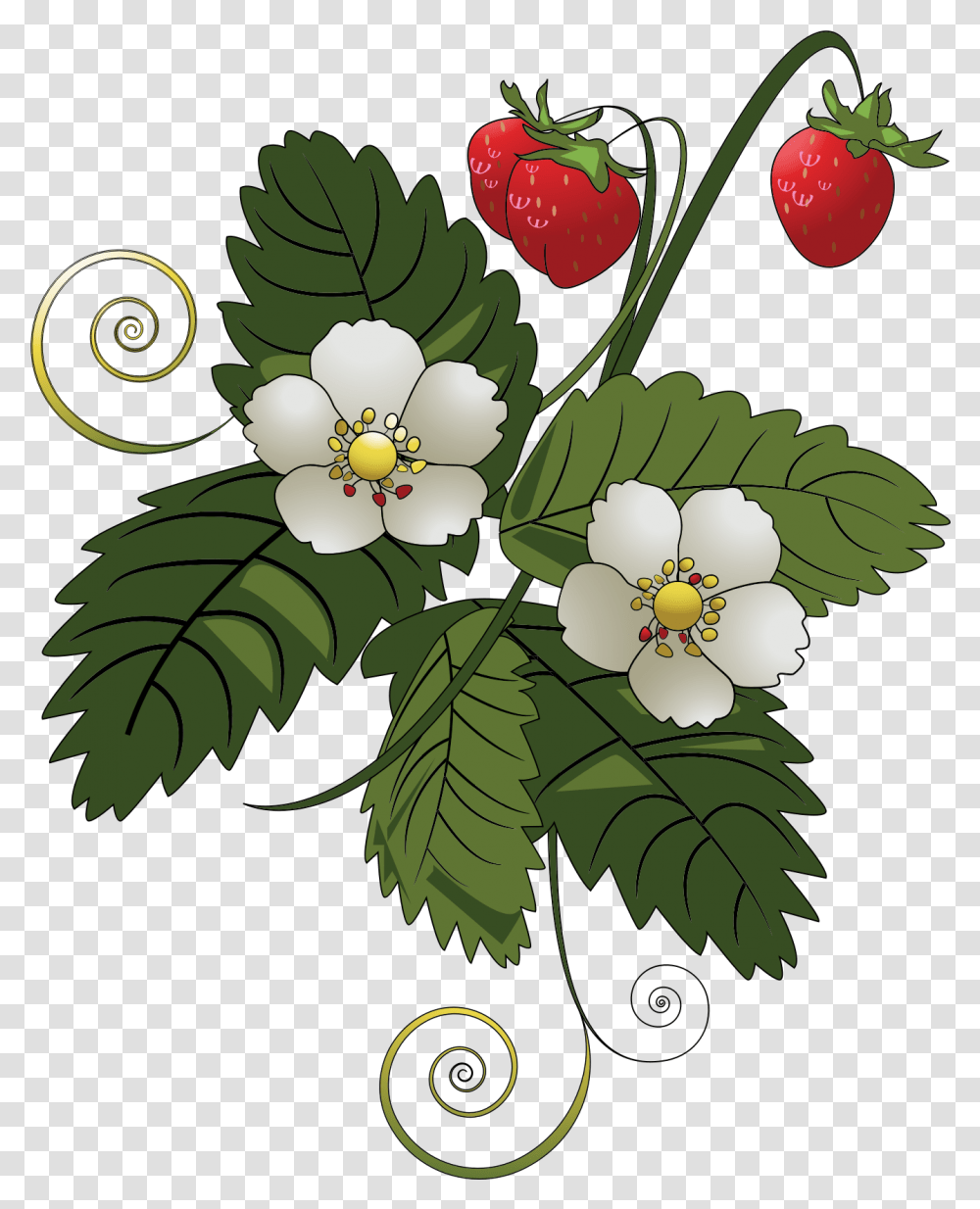 Download Big Image Strawberry Tree Clip Art Full Size Strawberry Plant Background, Graphics, Floral Design, Pattern, Green Transparent Png
