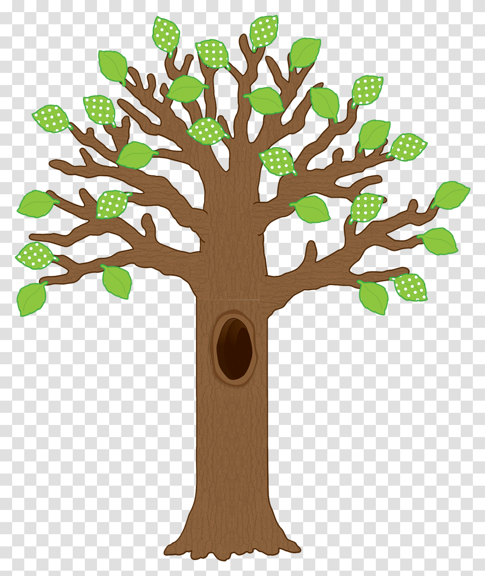 Download Big Tree With Polka Dot Leaves Tree Bulletin Board Set, Cross, Symbol, Plant, Woodland Transparent Png