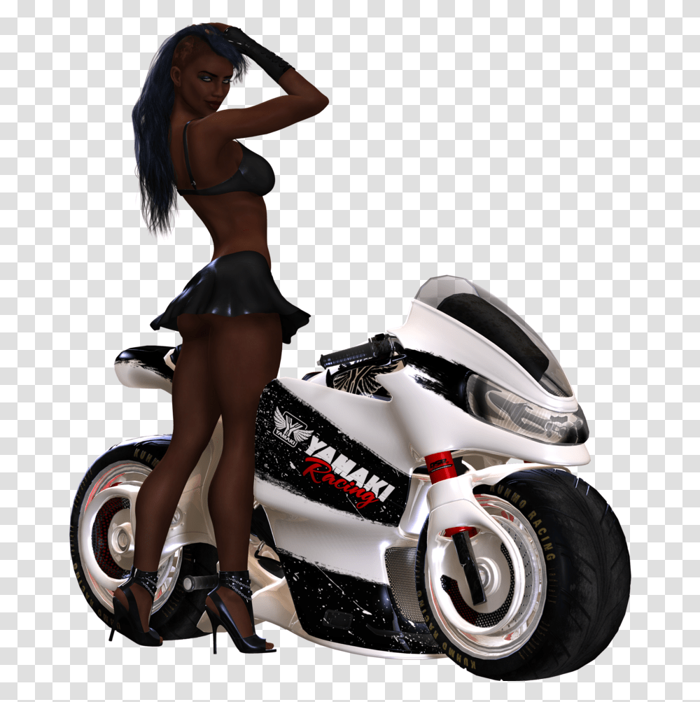 Download Biker Clipart Girl Motorbike, Person, Human, Apparel Transparent Png