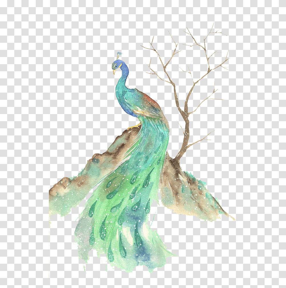 Download Bird Watercolor Painting Illustration Watercolor Canvas Beautiful Peacock Painting, Animal, Modern Art, Graphics Transparent Png