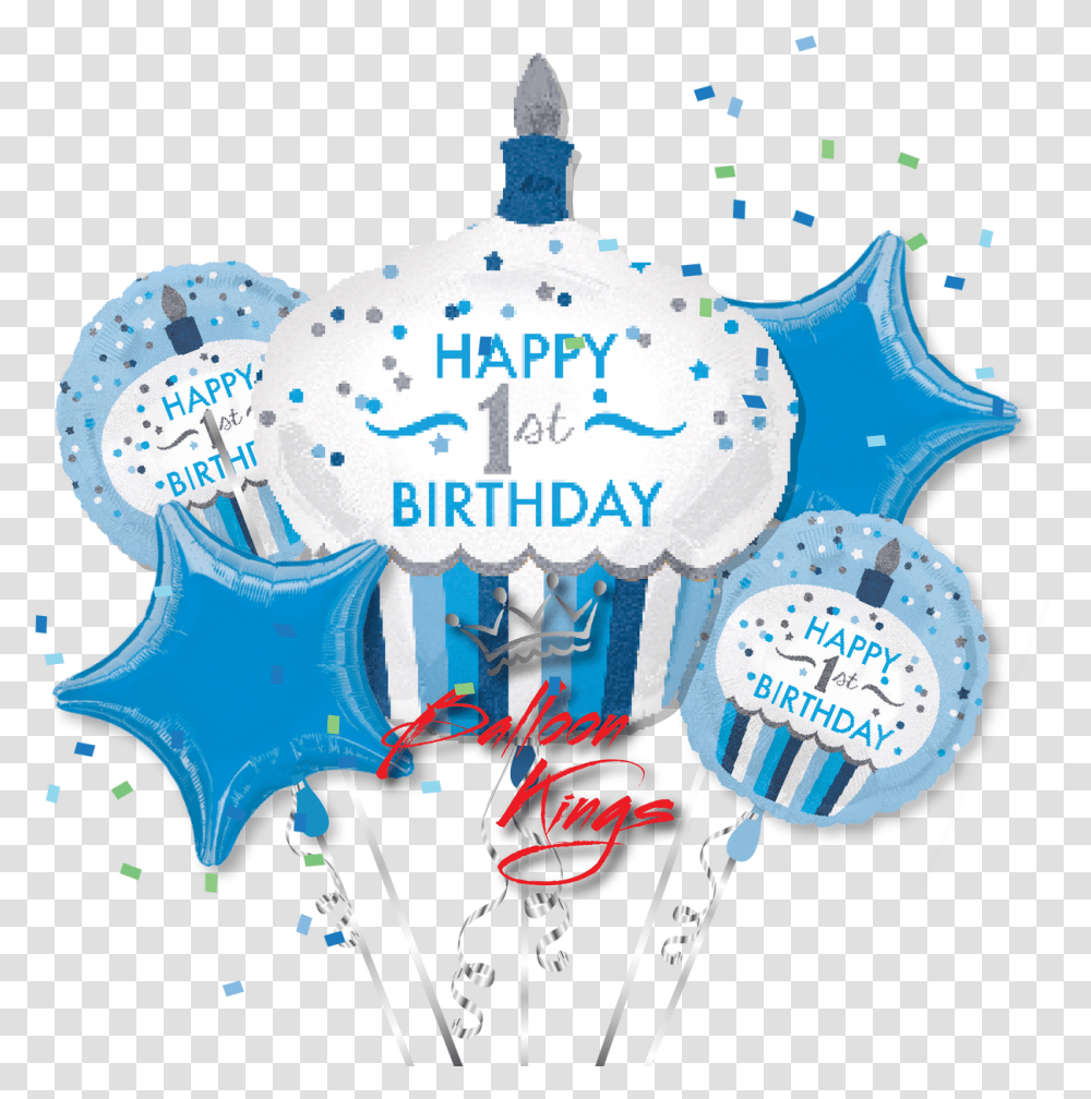 Download Birthday Boy Cupcake Bouquet Happy 1th Birthday Boy, Graphics, Art, Paper, Confetti Transparent Png