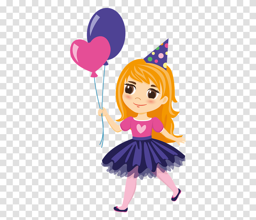 Download Birthday Girl With Balloons Clipart Hd Birthday Girl Clipart, Costume, Person, Human, Female Transparent Png